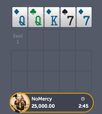 Open Face Chinese Poker opening with queens